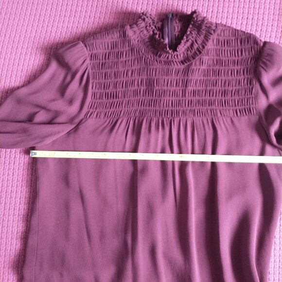 Reformation Brandi Smocked Long Sleeve Plum/Deep Red Mini Dress - Picture 9 of 16